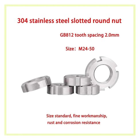 GB812 Stainless Steel Slotted Round Nuts Locknuts with Fine P2.0 Thread M24-M50(M33X2 1PCS) in Kuwait