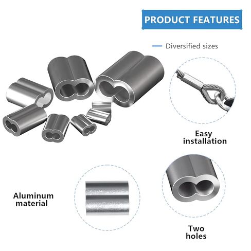 1/16 Inch Aluminum Crimping Loop Sleeve 1/16" 1.5MM Cable Ferrules Crimp Loops Sleeves for Wire Rope (Pack of 50Pcs) in Kuwait