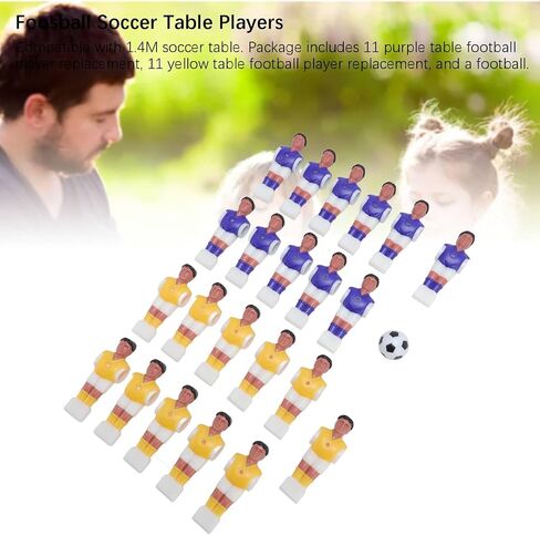 Fockety 23 قطعة كرة قدم للرجال، 11 لاعب بديل أرجواني و11 أصفر، مجموعة لاعب كرة قدم طاولة من الراتنج لبطولات كرة القدم للمنزل وغرف الألعاب والحفلات in Kuwait