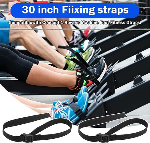 استبدال أشرطة القدم لآلة التجديف متوافقة مع طراز Concept 2 Rower Model D & E، حزام قدم من النايلون قابل للتعديل لآلة التجديف الداخلية، عبوتان in Kuwait