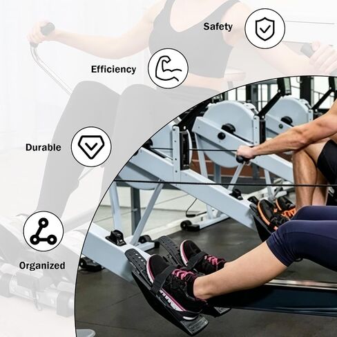 استبدال أشرطة القدم لآلة التجديف متوافقة مع طراز Concept 2 Rower Model D & E، حزام قدم من النايلون قابل للتعديل لآلة التجديف الداخلية، عبوتان in Kuwait