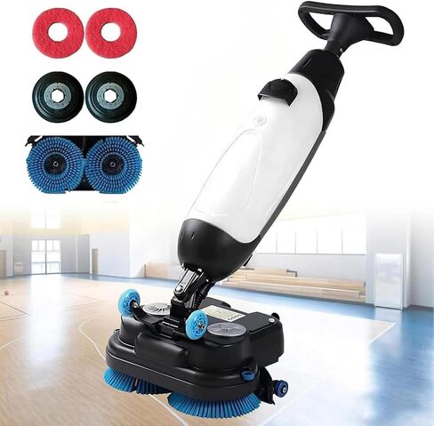 Professional-Grade Mini Floor Scrubber, 120 Min Battery 18" Wide Cleaning, Carpet Cleaning Machine Floor Buffer Scrubber 360rpm, Coverage 13000 Sqft/H, for Small Commercial Spaces Red in Kuwait