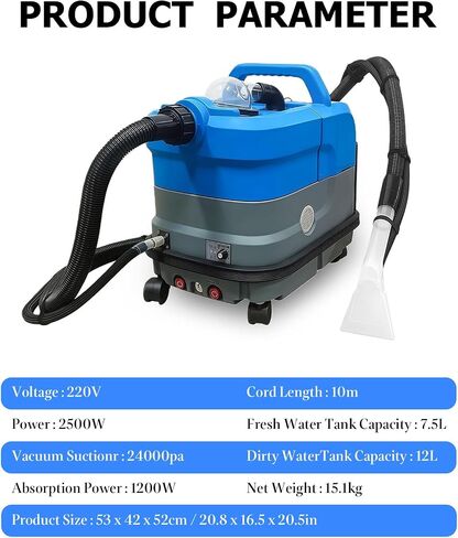 Commercial Heated Carpet and Furniture Cleaning Machine, Equipped with a 7.5L Cleaning Water Tank and a 12L Removable Wastewater Tank, and Can Deeply Clean Carpets, Sofas, Car Seats, Stairs, Etc in Kuwait