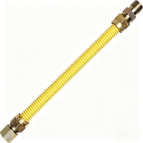 محول خط غاز مرن 24 بوصة (1 بوصة OD) 3/4 بوصة MIP × 3/4 بوصة FIP، موصل غاز كامل للأجهزة ذات التدفق العالي، أنابيب اقتران من الفولاذ المقاوم للصدأ لأنابيب الغاز، سخان الماء الساخن، موقد يناسب الأماكن الداخلية والخارجية in Kuwait
