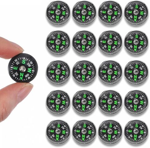20 Pcs Mini Button Compass Hard Shell, Liquid Filled Button Compass for Hiking Survival Watch Band Paracord Camping Outdoor Activities Accessory Gear 3/4 Inch (20mm) in Kuwait