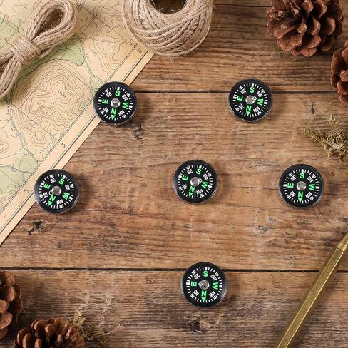 20 Pcs Mini Button Compass Hard Shell, Liquid Filled Button Compass for Hiking Survival Watch Band Paracord Camping Outdoor Activities Accessory Gear 3/4 Inch (20mm) in Kuwait