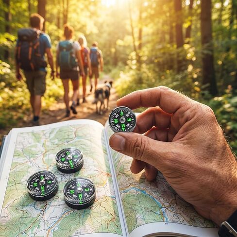 20 Pcs Mini Button Compass Hard Shell, Liquid Filled Button Compass for Hiking Survival Watch Band Paracord Camping Outdoor Activities Accessory Gear 3/4 Inch (20mm) in Kuwait