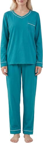 Women's Petite Cotton Pajama Set 2 Piece Long Sleeve and Pants in Saudi Arabia
