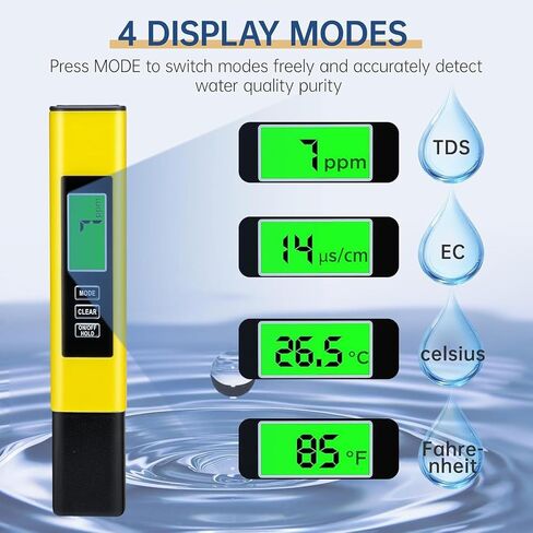 TDS Meter Digital Water Tester 3-in-1 – Measures TDS, EC & Temperature – 0-9999 ppm – High Accuracy Water Quality Tester for Drinking Water, Aquariums, Pools, Hydroponics – White in Saudi Arabia