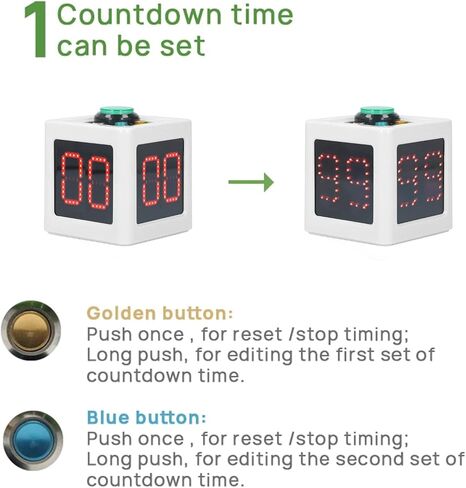 Cube Timer ABS 3 Buttons 1.4in 4 Sided Digital Countdown Stopwatch for Private Poker Chess Casinos Timer (White) in Kuwait