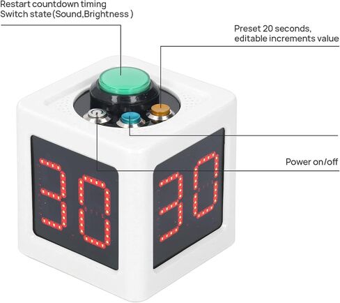 Cube Timer ABS 3 Buttons 1.4in 4 Sided Digital Countdown Stopwatch for Private Poker Chess Casinos Timer (White) in Kuwait