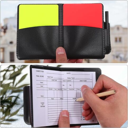 Referee Tools Set with 5 Red and 5 Yellow Cards, Stainless Steel Whistle, Portable Scorebook with Pencil, Soccer Referee Kit for Sports Officials and Soccer Games in Kuwait