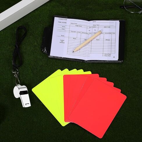 Referee Tools Set with 5 Red and 5 Yellow Cards, Stainless Steel Whistle, Portable Scorebook with Pencil, Soccer Referee Kit for Sports Officials and Soccer Games in Kuwait