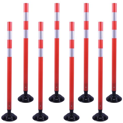 OrangeStar 8 Pack Delineator Post 48 بوصة مخاريط تحديد حركة المرور الحمراء مع قاعدة قابلة للتثبيت للسلامة على الطرق، ومواقف السيارات in Kuwait