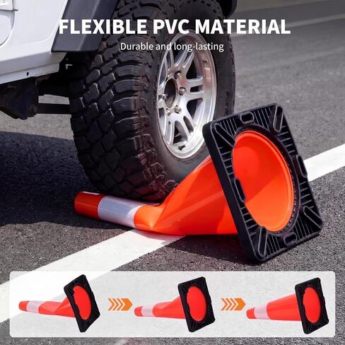 6-Pack 18" Traffic Cones with Reflective Collars & Weighted Base, Parking Safety Cones for Road Parking Lot, Construction, Orange, Road and Sports Training, Orange in Kuwait