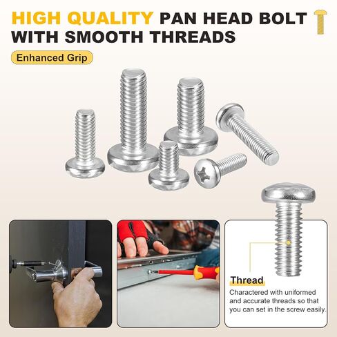 METALLIXITY Phillips Pan Head Machine Bolts (#10-24x3-1/2) 10Pcs, 304 Stainless Steel Pan Head Mounting Screws - for Household Equipment Machinery DIY Fasten, Silver Color in Kuwait