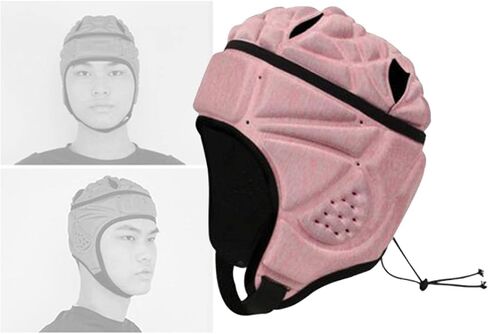 Rugby Headguard EVA Protective Helmet, Adjustable Chin Straps, Breathable Design for Rugby Soccer Hockey Flag Football Skateboard - Pink, 20cm (7.9 inch) in Kuwait