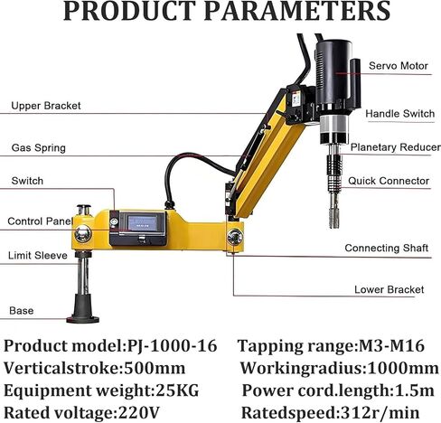 Electric Tapping Machine,Electric Tapping Arm with 312rpm,1000mm Flexible Tapping Arm, Drilling Tapping Machine in Kuwait