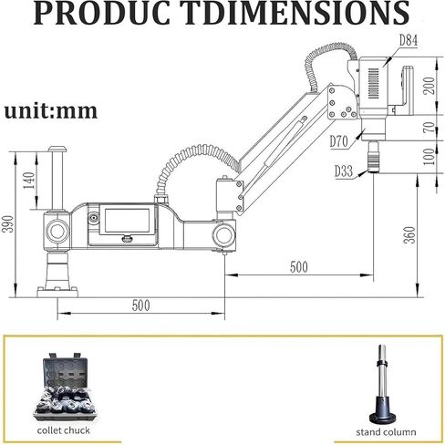 Electric Tapping Machine,Electric Tapping Arm with 312rpm,1000mm Flexible Tapping Arm, Drilling Tapping Machine in Kuwait
