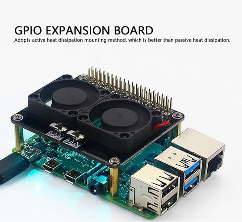 لوحة توسيع Gugxiom GPIO مناسبة لـ RasPi 4B 3B + 3B 3A +، وحدة قبعة مروحة مراوح التبريد المزدوجة مع ضوء LED لـ RasPi 4B 3B + 3B 3A + الملحقات in Kuwait
