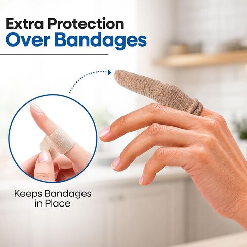 75 Pack Cotton Finger Cots, Finger Protectors for Cuts, Breathable Finger Covers for Wound Care, Thumb Cots, Stretchy Finger Sleeves for Gardening, Work, Fitness, One Size (Beige, Fits Most) in Saudi Arabia
