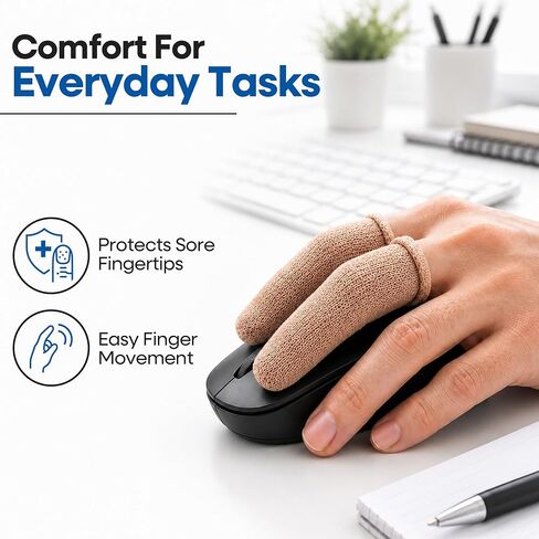 75 Pack Cotton Finger Cots, Finger Protectors for Cuts, Breathable Finger Covers for Wound Care, Thumb Cots, Stretchy Finger Sleeves for Gardening, Work, Fitness, One Size (Beige, Fits Most) in Saudi Arabia