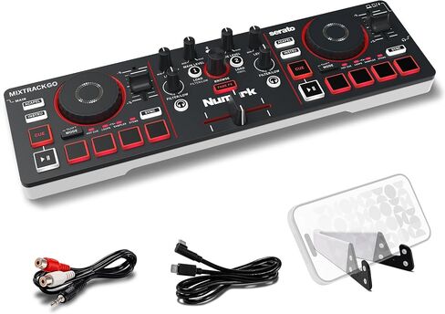 وحدة تحكم DJ Numark MixTrack Go المدمجة بتقنية البلوتوث مع التحكم في السيقان | خلاط دي جي بطابقين، للمبتدئين ودي جي المحمول، سمارت فيدر، USB-C، سيراتو دي جي لايت وAlgoriddim djay متضمن، الجيل 4 in Kuwait