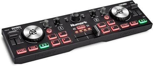 وحدة تحكم DJ Numark MixTrack Go المدمجة بتقنية البلوتوث مع التحكم في السيقان | خلاط دي جي بطابقين، للمبتدئين ودي جي المحمول، سمارت فيدر، USB-C، سيراتو دي جي لايت وAlgoriddim djay متضمن، الجيل 4 in Saudi Arabia