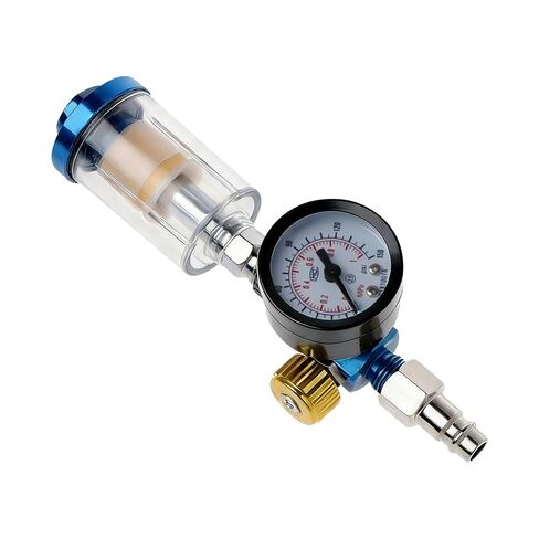 Compressed Air Filter Regulator With Pressure Gauge, Air Pressure Filter Oil-Water Separator For Spray Gun, 1/4 Inch NPT Pneumatic Air Pressure Regulator With Copper Core Filter, Tail Grid Moisture Tr in Kuwait