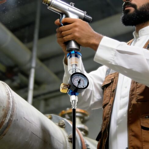 Compressed Air Filter Regulator With Pressure Gauge, Air Pressure Filter Oil-Water Separator For Spray Gun, 1/4 Inch NPT Pneumatic Air Pressure Regulator With Copper Core Filter, Tail Grid Moisture Tr in Kuwait