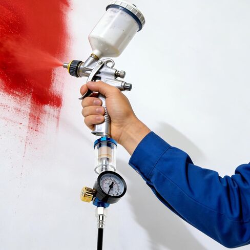 Compressed Air Filter Regulator With Pressure Gauge, Air Pressure Filter Oil-Water Separator For Spray Gun, 1/4 Inch NPT Pneumatic Air Pressure Regulator With Copper Core Filter, Tail Grid Moisture Tr in Kuwait