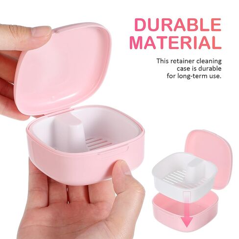 ABOOFAN Portable Retainer Box Case with Built-in Drainer Basket and Secure Lid, Compact Plastic Retainer Holder for Easy Cleaning and Travel Storage in Kuwait