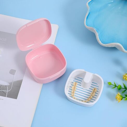 ABOOFAN Portable Retainer Box Case with Built-in Drainer Basket and Secure Lid, Compact Plastic Retainer Holder for Easy Cleaning and Travel Storage in Kuwait