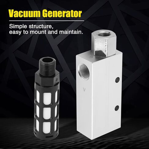 CV-20HS Pneumatic Vacuum Generator with Silencer Large Ventilation Air Exhaust Ejector (Aluminum Alloy Air Pneumatic Accessories) in Kuwait