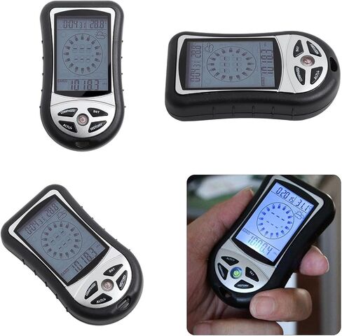 Handheld Pocket Altimeter Barometer for Compass Thermometer with Weather Forecast, 8-Azimuth Electronic for Compass, -10°C to 60°C Temp Range, Backlight Display Hiking Camping Climbing Survival Gear in Kuwait