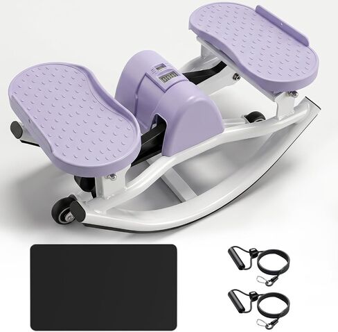 Rock Stepper, Stair Stepper for Home with Resistance Bands & Non-Slip Mat, Side to Side Rocking Stepper, Low Impact Step Machine for Full Body Workout in Kuwait