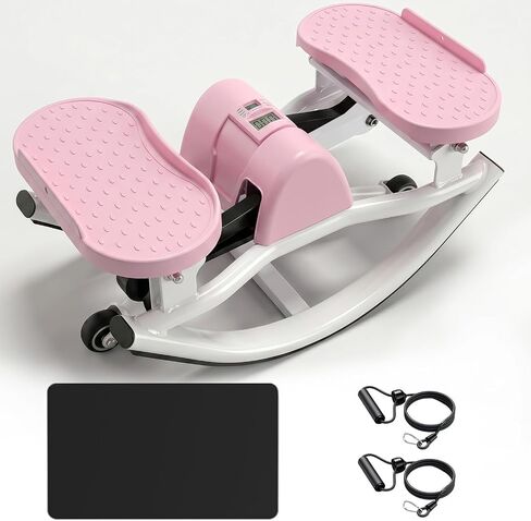 Rock Stepper, Stair Stepper for Home with Resistance Bands & Non-Slip Mat, Side to Side Rocking Stepper, Low Impact Step Machine for Full Body Workout in Kuwait