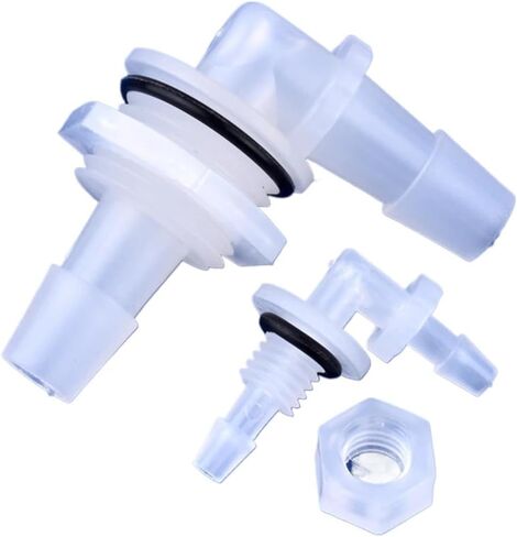 5~200pcs M6~G1/2 to 2.4-11.1mm PP Pagoda Elbow Connector+Nut O-Ring Irrigation Aquarium Tank Adapter Irrigation Water Hose Joint(6.4-G1I4-6.4,20 Sets) in Kuwait