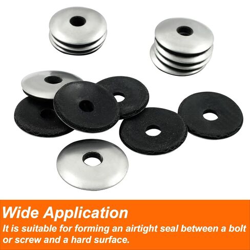 (100Pcs) #10 * 3/4"=4.8mm*19mm 304 Stainless Steel EPDM Bonded Sealing Washers Neoprene Rubber Washer, Gasket Assortment Kit for Screws in Kuwait