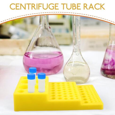 حامل أنابيب اختبار قابل لإعادة الاستخدام من DOITOOL للمختبر، حامل بلاستيكي متعدد الأغراض، منظم آمن، حامل خفيف الوزن وأصفر in Kuwait