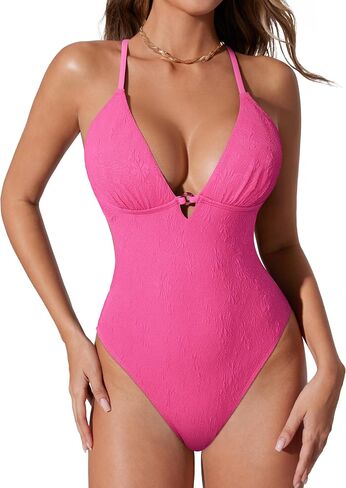 SUUKSESS Women Sexy One Piece Swimsuit Tummy Control Deep V Neck Bathing Suit in Kuwait