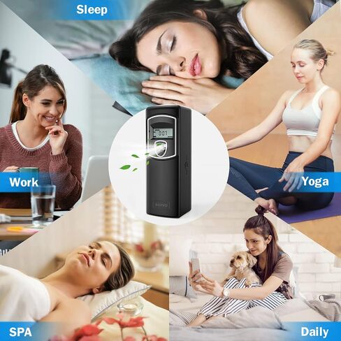 SVAVO Automatic LCD Fragrance Dispenser - Wall Mount/Free Standing ABS Auto Air Freshener Dispenser Programmable Aerosol Spray Perfume Dispenser (Black, LCD) in Kuwait