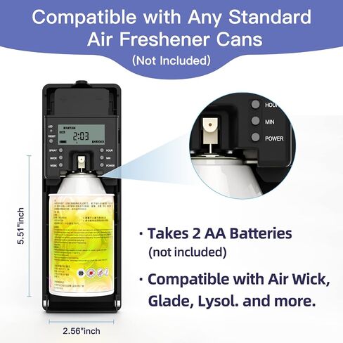 SVAVO Automatic LCD Fragrance Dispenser - Wall Mount/Free Standing ABS Auto Air Freshener Dispenser Programmable Aerosol Spray Perfume Dispenser (Black, LCD) in Kuwait