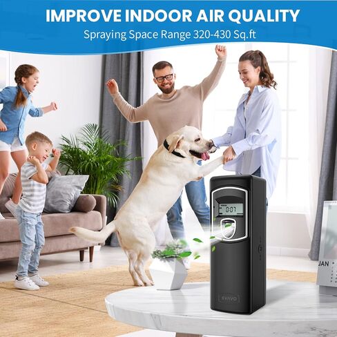 SVAVO Automatic LCD Fragrance Dispenser - Wall Mount/Free Standing ABS Auto Air Freshener Dispenser Programmable Aerosol Spray Perfume Dispenser (Black, LCD) in Kuwait