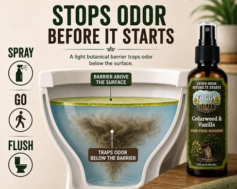 Stops Odor Before It Starts – Poop Spray, Toilet Spray for Poop, Bathroom Odor Spray for Toilet, Cedarwood & Vanilla, 4 oz, 200+ Uses, Home Travel RV Work in Kuwait