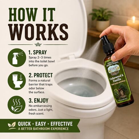 Stops Odor Before It Starts – Poop Spray, Toilet Spray for Poop, Bathroom Odor Spray for Toilet, Cedarwood & Vanilla, 4 oz, 200+ Uses, Home Travel RV Work in Kuwait