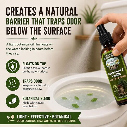 Stops Odor Before It Starts – Poop Spray, Toilet Spray for Poop, Bathroom Odor Spray for Toilet, Cedarwood & Vanilla, 4 oz, 200+ Uses, Home Travel RV Work in Kuwait
