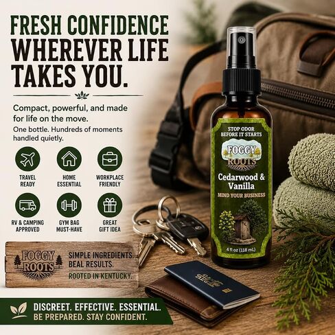 Stops Odor Before It Starts – Poop Spray, Toilet Spray for Poop, Bathroom Odor Spray for Toilet, Cedarwood & Vanilla, 4 oz, 200+ Uses, Home Travel RV Work in Kuwait
