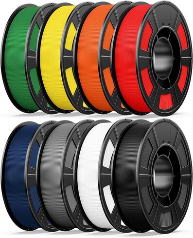UJOY3D 8 Color Bundle Hyper PLA+ 3D Printer Filament, Multicolor PLA+ Filament 1.75mm, Individually Vacuum Packed, 0.25kg Spool, 8 Pack (Black+Jade White+Grey+Red+Dark Blue+Green+Orange Yellow+Yellow) in Kuwait