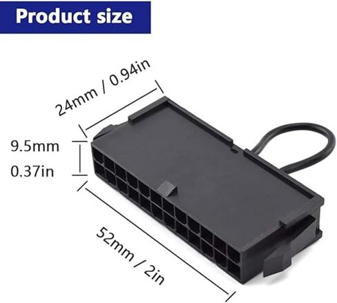 2 قطعة 24Pin ATX Power Supply Jumper Bridge، 20+4 Pin PSU Starter Module لاختبار طاقة الكمبيوتر وتبريد المياه، لا حاجة إلى موصل طاقة للوحة الأم in Kuwait